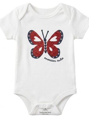 Patriotic Glitter Butterfly Baby Bodysuit 9M "American Cutie" Baby Starters